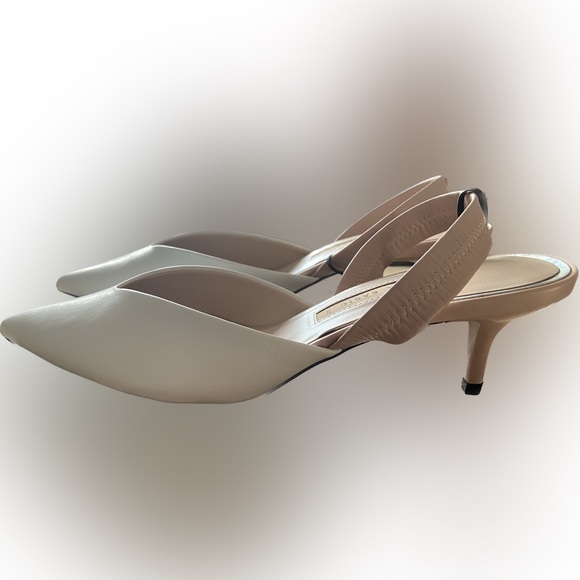 Zara white and nude kitten heel slingbacks size 42 - Picture 8 of 8